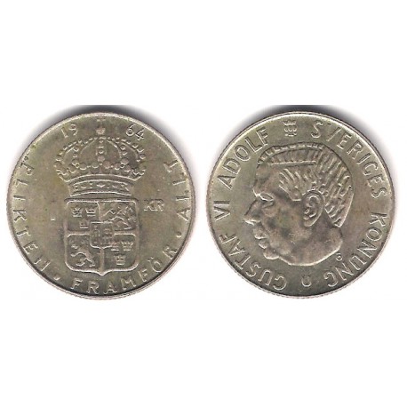 (826) Suecia. 1964. 1 Krona (MBC) (Plata)