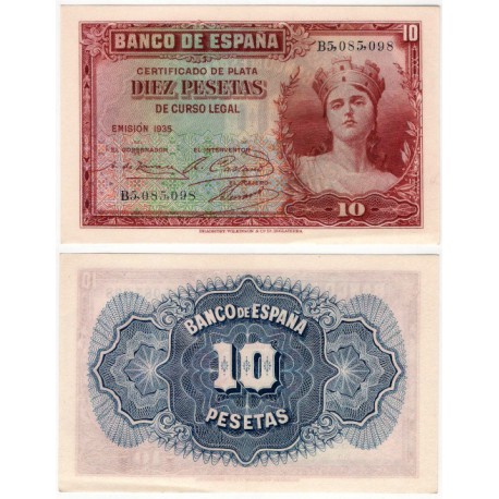 España. 1935. 10 Pesetas (SC) Serie B