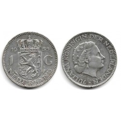 (184) Países Bajos. 1955. 1 Gulden (MBC) (Plata)