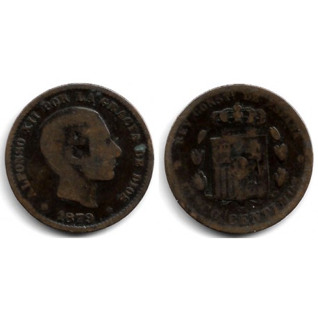 Alfonso XII. 1879. 5 Céntimos (BC-) Ceca de Barcelona OM