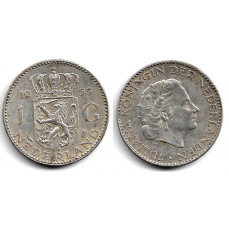 (184) Países Bajos. 1955. 1 Gulden (MBC) (Plata)