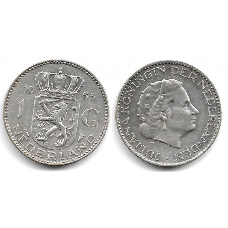 (184) Países Bajos. 1955. 1 Gulden (MBC) (Plata)