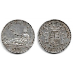 Gobierno Provisional. 1870*(18-74). 2 Pesetas (MBC-) (Plata) Ceca de Madrid DE-M