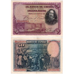 España. 1928. 50 Pesetas (MBC+) Serie D