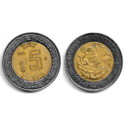 (605) Estados Unidos Mexicanos. 2011. 5 Pesos (MBC-)