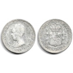 Alfonso XIII. 1891*(---91). 1 Peseta (BC) (Plata) Ceca de Madrid PG-M