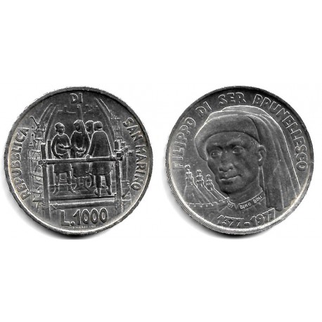 (72) San Marino. 1977. 1000 Lira (SC) (Plata)