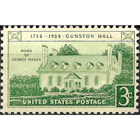 Estados Unidos de América. 1958. 3 Cents (Nuevo, con marcas de fijasellos) Gunston Hall