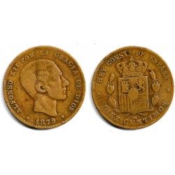 Alfonso XII. 1879. 10 Céntimos (BC) Ceca de Barcelona OM. Falsa de Época