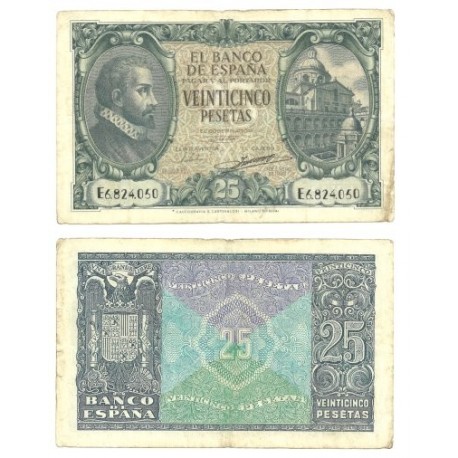 [1940] Billete de 25 Pesetas (MBC). Serie E.