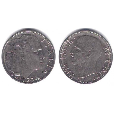 (75d) Italia. 1939. 20 Centesimi (MBC+)