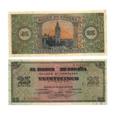 [1938] Billete de 25 Pesetas (EBC). Serie A.