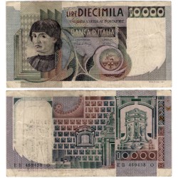 (106b) Italia. 1980. 10000 Lira (BC+) Pequeña rotura margen inferior y manchas