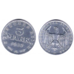 (29) Imperio Alemán (Weimar). 1922(A). 3 Mark (SC)