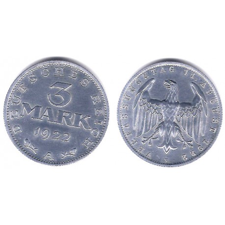 (29) Imperio Alemán (Weimar). 1922(A). 3 Mark (SC)