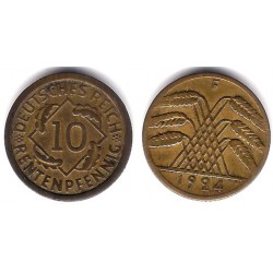 (33) Imperio Alemán (Weimar). 1924(F). 10 Rentenpfennig (MBC)