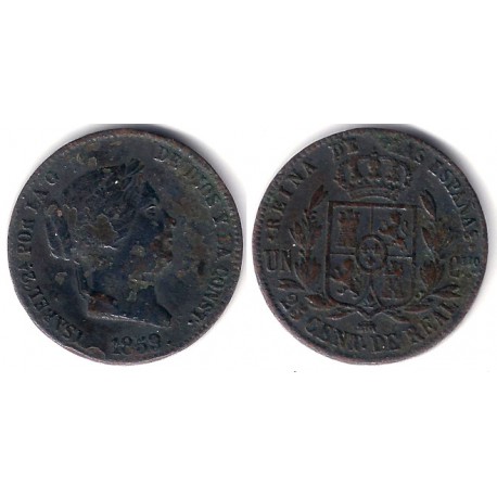 Isabel II. 1859. 25 Céntimos de Real (BC-) Ceca de Segovia