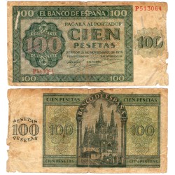 Estado Español. 1936. 100 Pesetas (BC/BC-) Serie P. Roturas