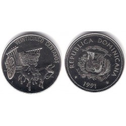 (71.2) República Dominicana. 1991. 25 Centavos (SC)