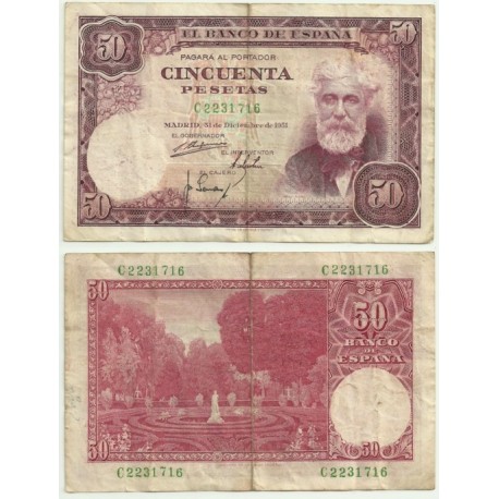 [1951] Billete de 50 Pesetas (BC). Serie C.