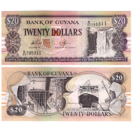 (30e) Guyana. 1996-2018. 20 Dollars (SC)