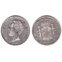 Amadeo I. 1871*(18-74). 5 Pesetas (BC) (Plata) Ceca de Madrid DE-M