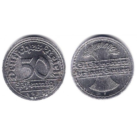 (27) Imperio Alemán (Weimar). 1922(F). 50 Pfennig (EBC)