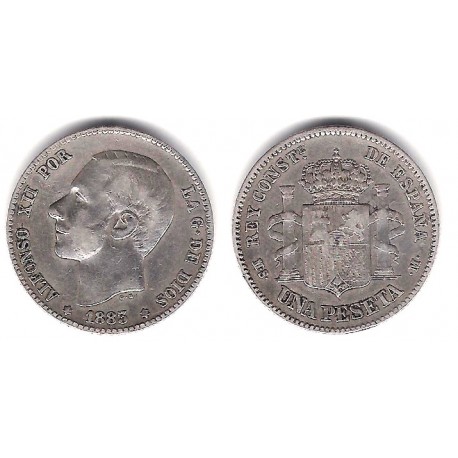 Alfonso XIII. 1883*(---83). 1 Peseta (BC) (Plata) Ceca de Madrid MS-M