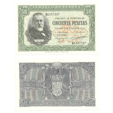 [1940] Billete de 50 Pesetas (EBC). Serie B.