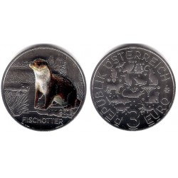 Austria. 2019. 3 Euro (SC) Nutria. Coloreada