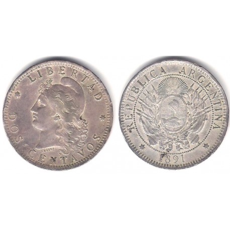 (33) Argentina. 1891. 2 Centavos (MBC)