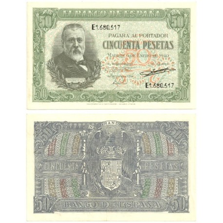 [1940] Billete de 50 Pesetas (EBC). Serie E.