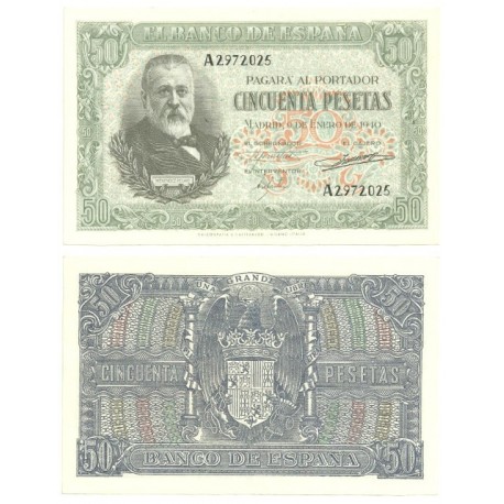 [1940] Billete de 50 Pesetas (EBC). Serie A.