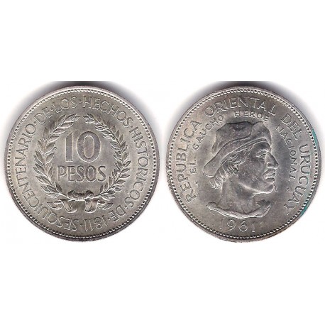 (43) Uruguay. 1961. 10 Pesos (EBC+) (Plata)