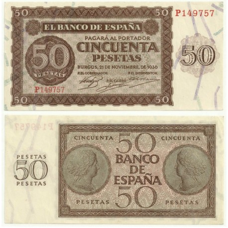 Estado Español. 1936. 50 Pesetas (SC) Serie P