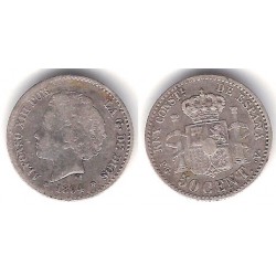 Alfonso XIII. 1894*(--4). 50 Céntimos (BC) (Plata) Ceca de Madrid PG-V