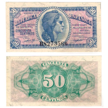 España (II República). 1937. 50 Céntimos (SC) Serie B