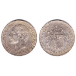 Alfonso XII. 1883*(18-83). 5 Pesetas (BC/BC+) (Plata) Ceca de Madrid MS-M