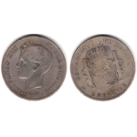 Alfonso XIII. 1898*(----8). 5 Pesetas (BC) (Plata) Falsa de Época