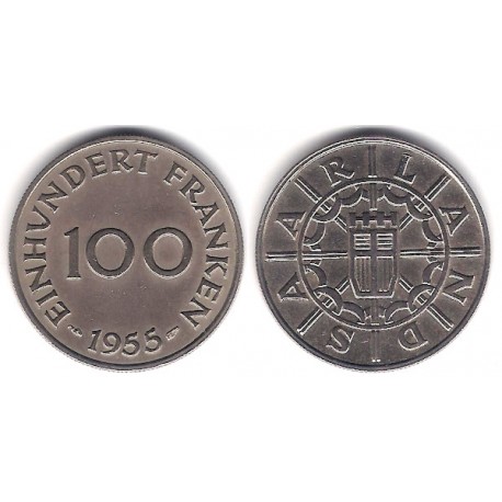 (4) Saarland (Protectorado). 1955. 100 Francs (EBC)