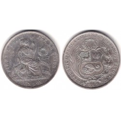 (196.3) Perú. 1869. 1 Sol (MBC+) (Plata)