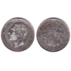 Alfonso XII. 1884*(18-84). 5 Pesetas (BC) (Plata) Ceca de Madrid MS-M