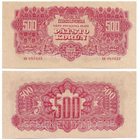 (49s) Checoslovaquia. 1944. 500 Korun (SC) SPECIMEN