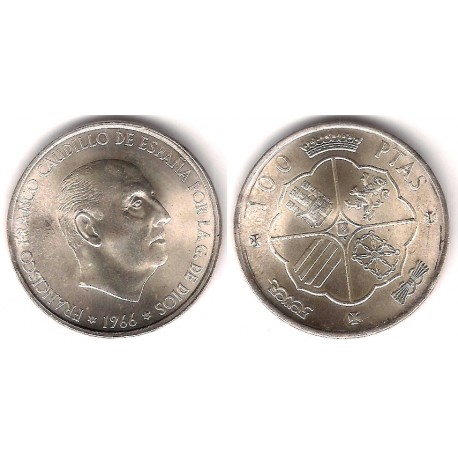 Estado Español. 1966*(19-67). 100 Pesetas (SC) (Plata)