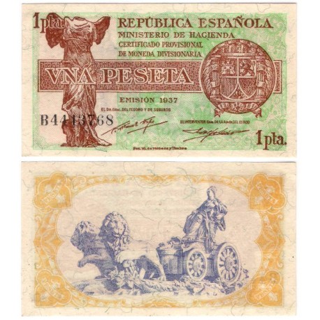 España (II República). 1937. 1 Peseta (SC) Serie B