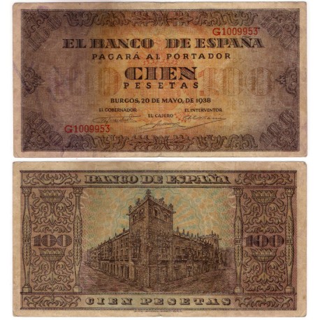 Estado Español. 1938. 100 Pesetas (MBC) Serie G