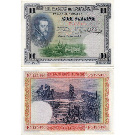 España. 1925. 100 Pesetas (MBC+) Serie F