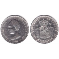 Alfonso XIII. 1890*(18-90). 5 Pesetas (BC) (Plata) Ceca de Madrid MP-M