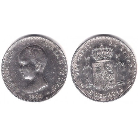 Alfonso XIII. 1890*(18-90). 5 Pesetas (BC) (Plata) Ceca de Madrid MP-M