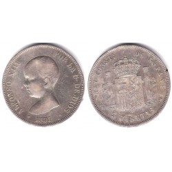 Alfonso XIII. 1891*(18-91). 5 Pesetas (BC) (Plata) Ceca de Madrid PG-M